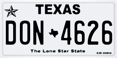 TX license plate DON4626