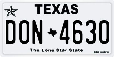 TX license plate DON4630