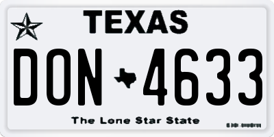 TX license plate DON4633