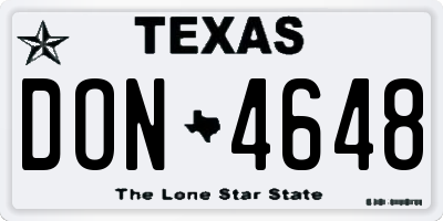 TX license plate DON4648