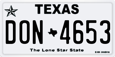 TX license plate DON4653