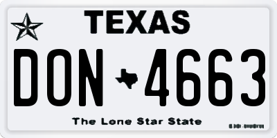 TX license plate DON4663