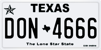 TX license plate DON4666