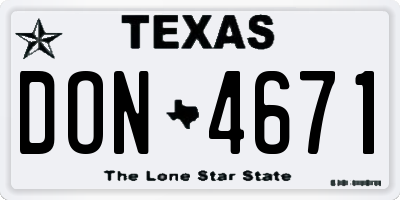 TX license plate DON4671