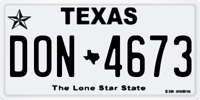 TX license plate DON4673