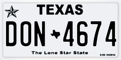 TX license plate DON4674