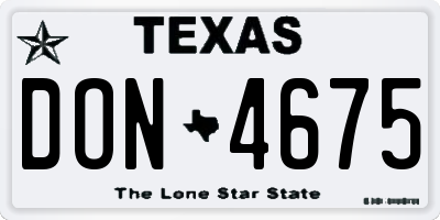 TX license plate DON4675