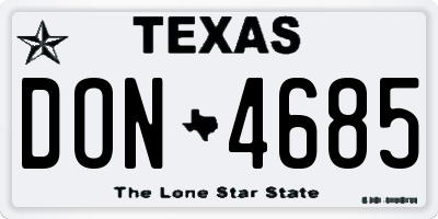 TX license plate DON4685
