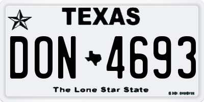 TX license plate DON4693