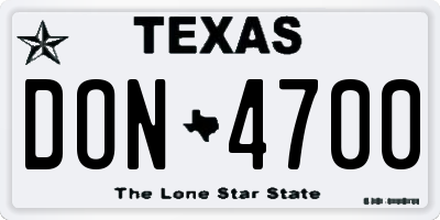 TX license plate DON4700