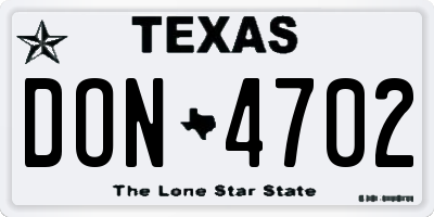 TX license plate DON4702