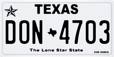 TX license plate DON4703