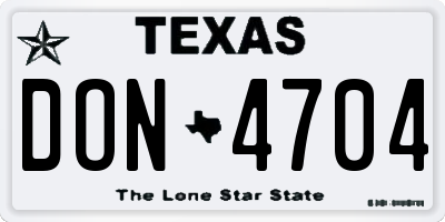 TX license plate DON4704