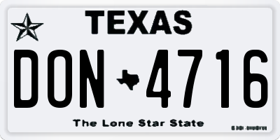 TX license plate DON4716