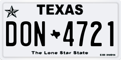 TX license plate DON4721