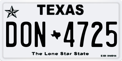 TX license plate DON4725