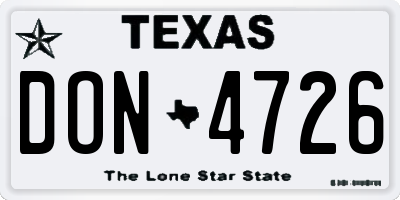 TX license plate DON4726