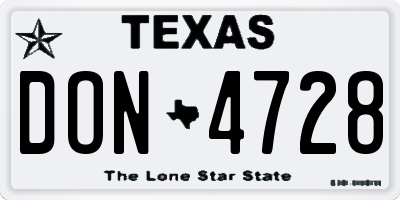 TX license plate DON4728