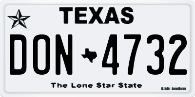 TX license plate DON4732