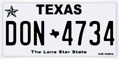 TX license plate DON4734