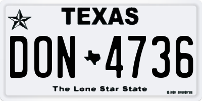 TX license plate DON4736