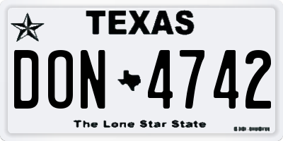TX license plate DON4742