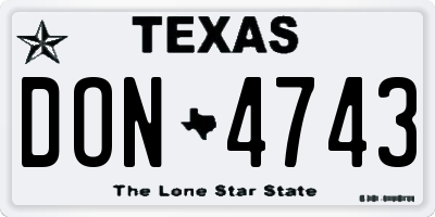 TX license plate DON4743