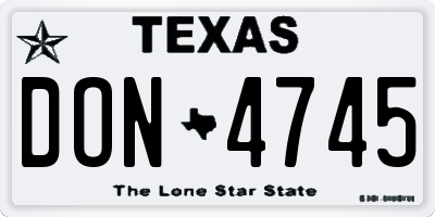 TX license plate DON4745