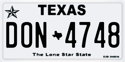 TX license plate DON4748