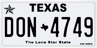 TX license plate DON4749