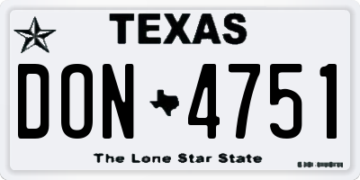 TX license plate DON4751