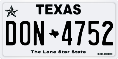 TX license plate DON4752