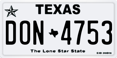 TX license plate DON4753
