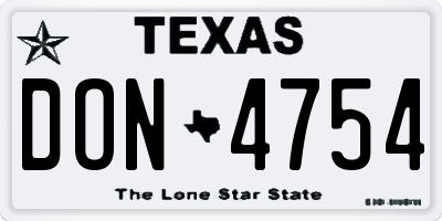 TX license plate DON4754