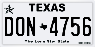 TX license plate DON4756