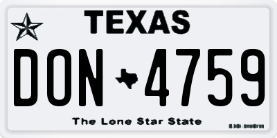 TX license plate DON4759