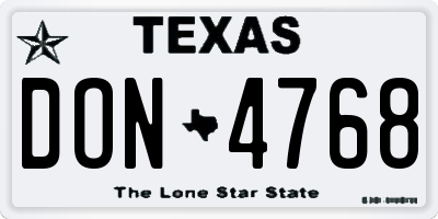 TX license plate DON4768
