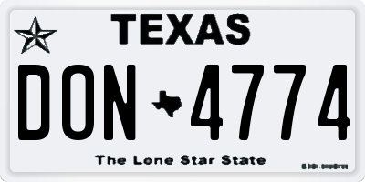 TX license plate DON4774
