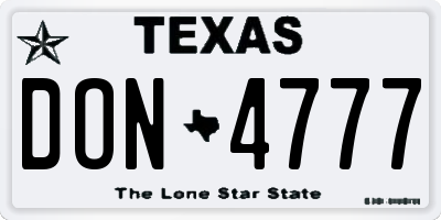 TX license plate DON4777