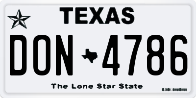 TX license plate DON4786