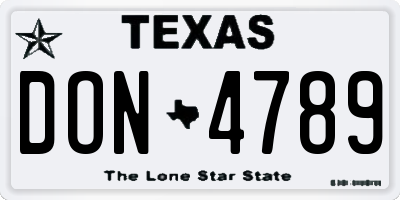 TX license plate DON4789