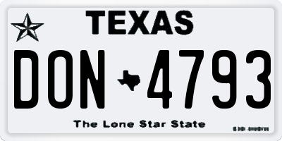 TX license plate DON4793