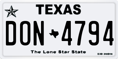 TX license plate DON4794