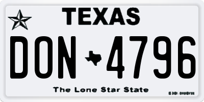 TX license plate DON4796