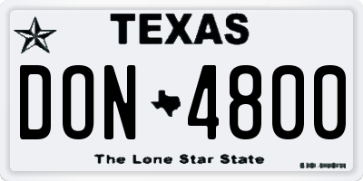 TX license plate DON4800