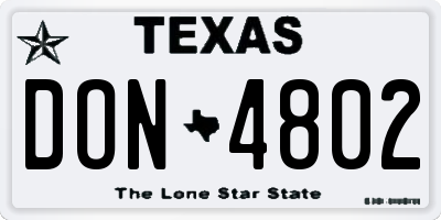 TX license plate DON4802