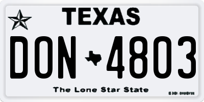 TX license plate DON4803
