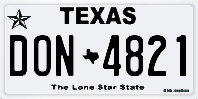 TX license plate DON4821
