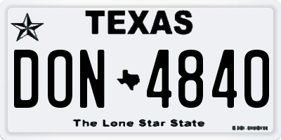 TX license plate DON4840
