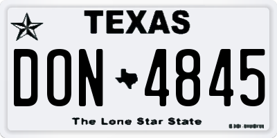 TX license plate DON4845
